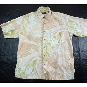 VTG TORI RICHARD Poipu Bay Mens‎ M Shirt Cotton Lawn Tropical Tan Soft Orange